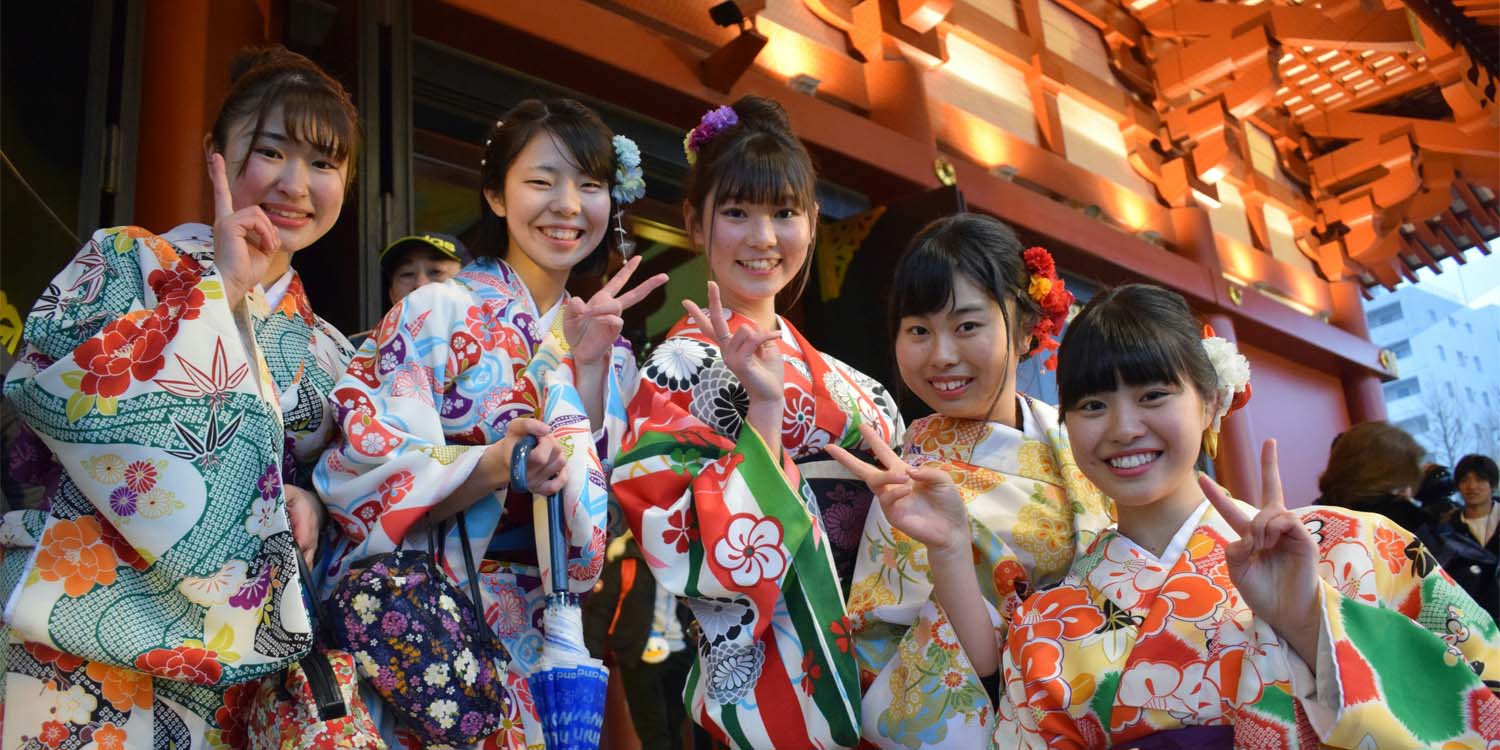 A woman wearing a traditional Japanese kimono